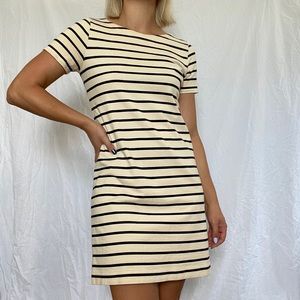 JCREW STRIPED DRESS IN NAVY AND OFF WHITE